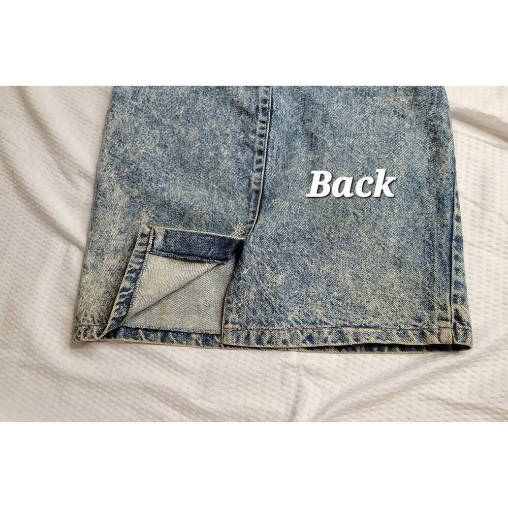 Retro Vintage boho 1970s denim acid wash jean skirt skirt size 3/4 - Picture 7 of 10